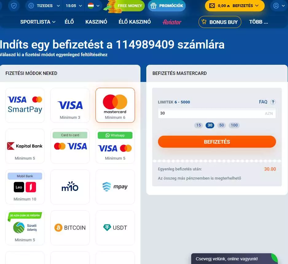 Mostbet betét