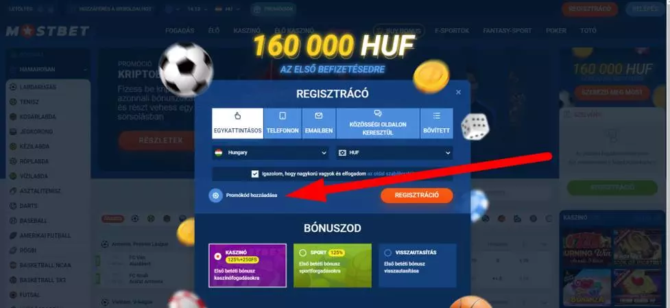 Mostbet regisztráljon promóciós kóddal